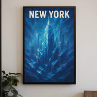 New York Skyline In Blue Poster