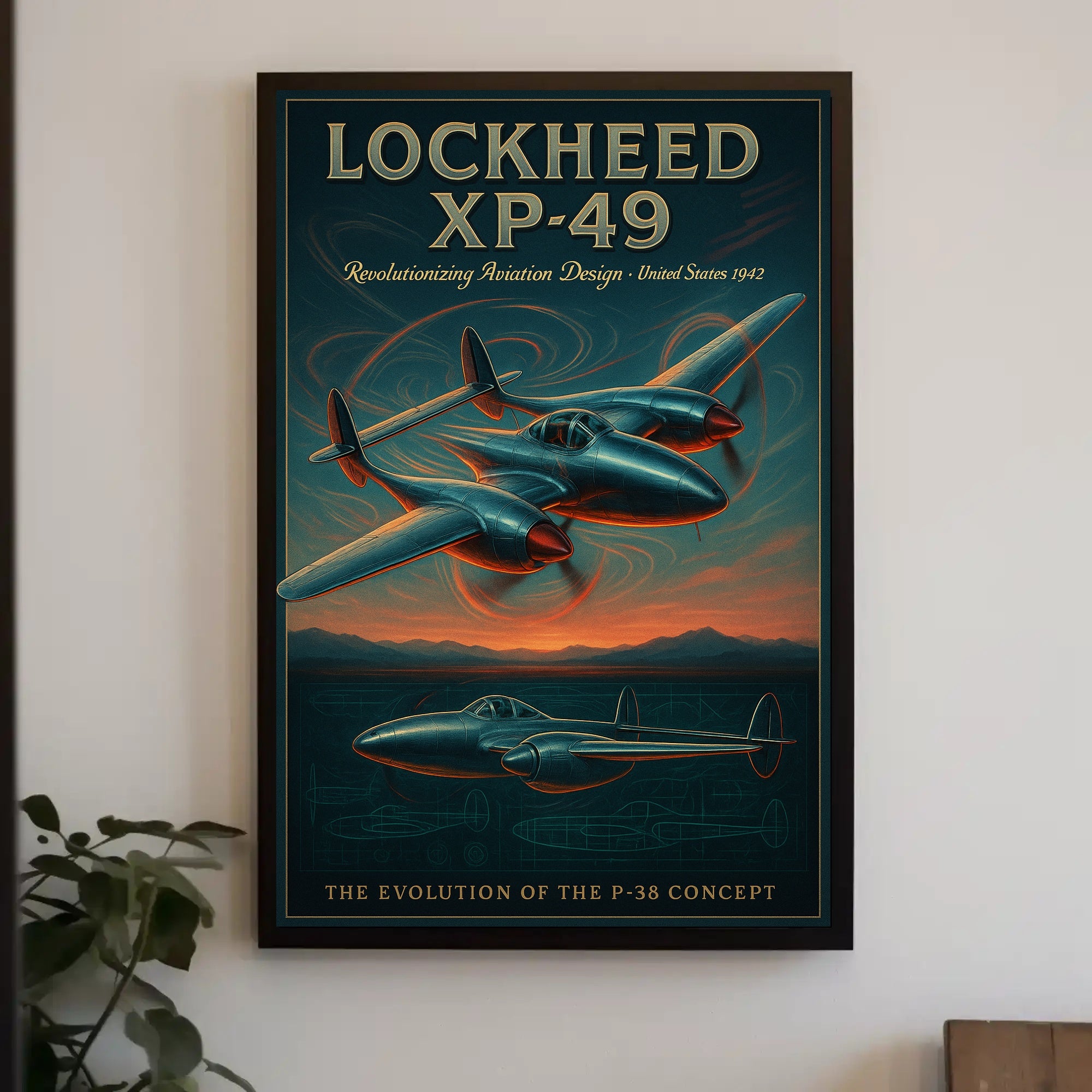 Lockheed XP 49 Aviation Poster Vintage Design Print