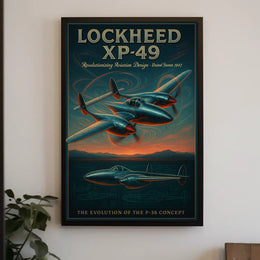 Lockheed XP 49 Aviation Poster Vintage Design Print