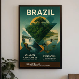 Brazil's Iconic Landscapes Vintage Art Poster