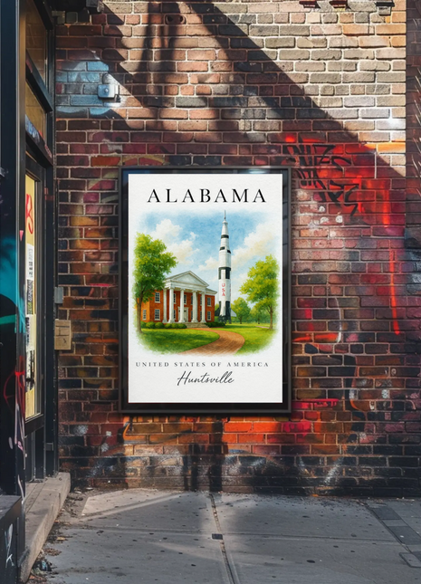 Huntsville Alabama Rocket Museum Campus Travel Poster