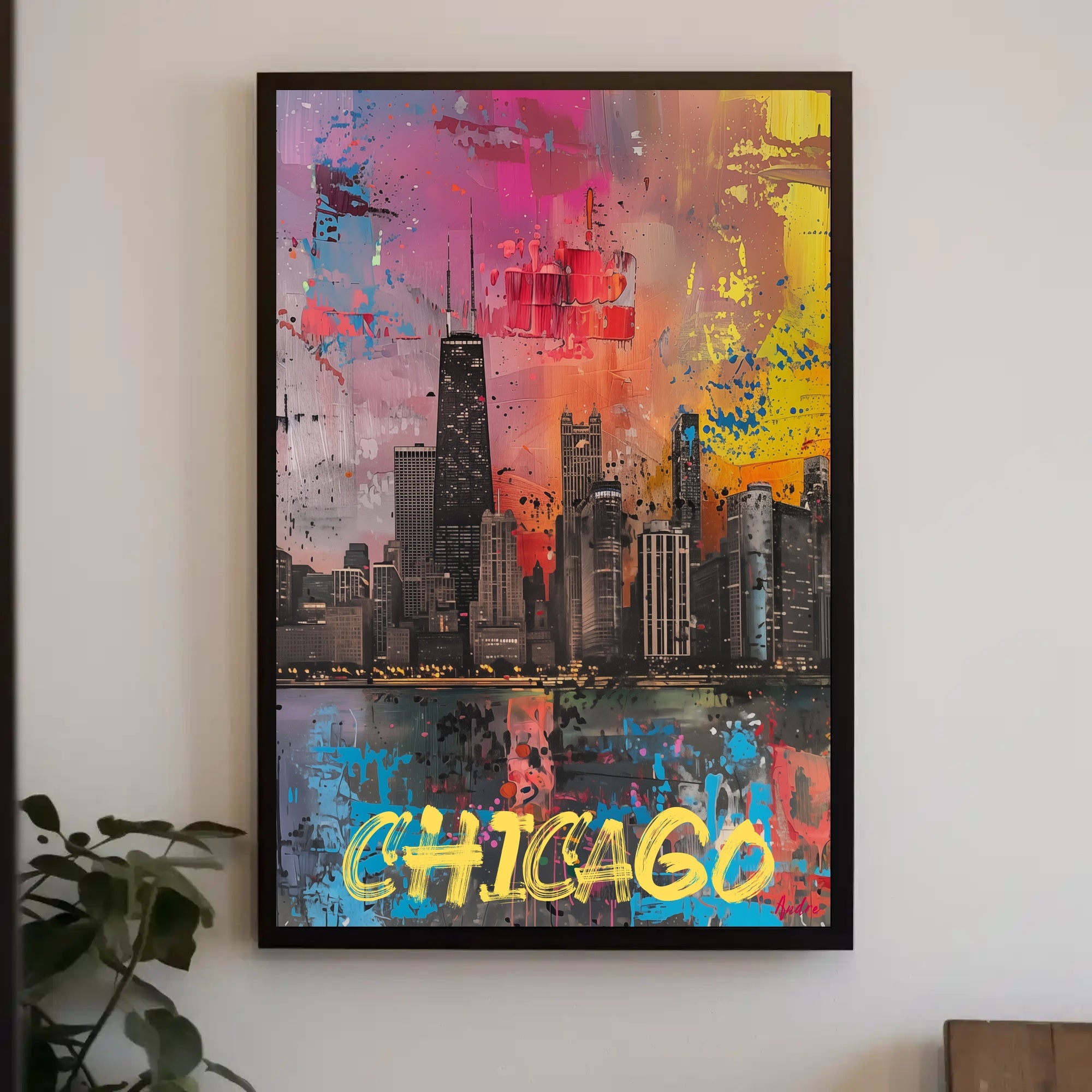 Chicago Skyline in Vibrant Abstract Urban or Cityscape Poster