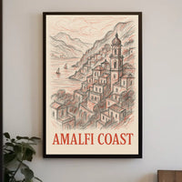 Amalfi Coast Poster Wall Art 18x24 Coastal Decor Coastal View