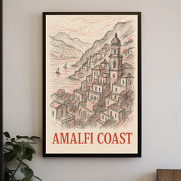 Amalfi Coast Poster Wall Art 18x24 Coastal Decor Coastal View