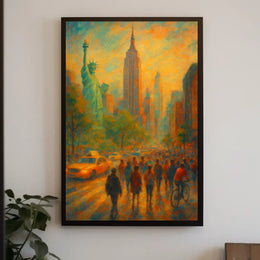 New York Cityscape Poster Abstract Urban Travel Wall Art