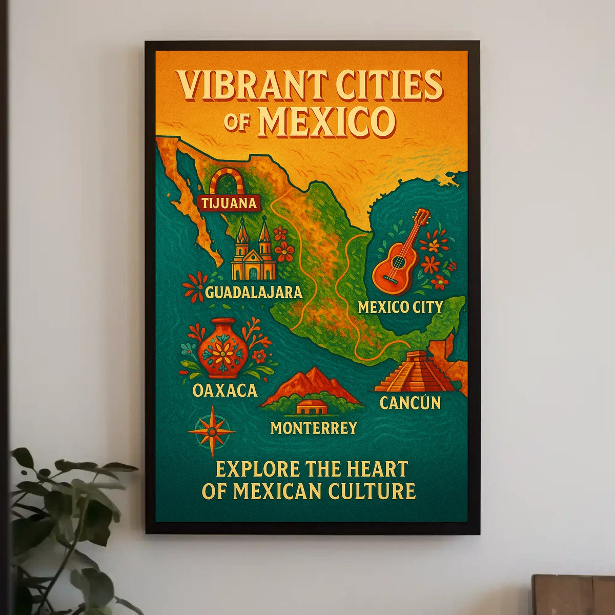 Vibrant Cities of Mexico Poster