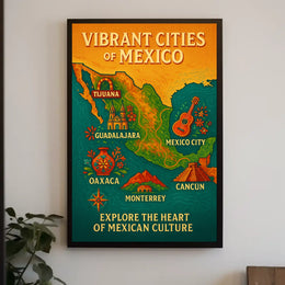 Vibrant Cities of Mexico Poster