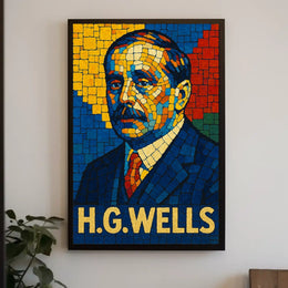 H.G. Wells Mosaic Portrait Poster