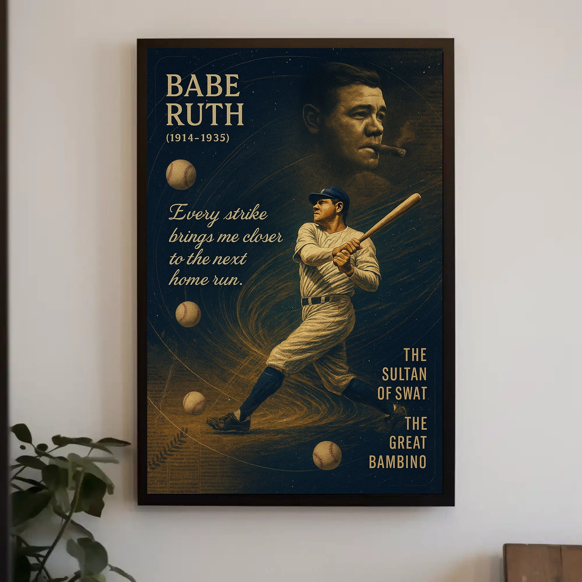Babe Ruth Vintage Baseball Legend Sports Poster