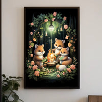 Whimsical Fox Picnic in Enchanted Forest Poster