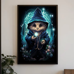 Mystical Hedgehog Wizard Fantasy Art Poster