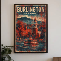 Burlington Vermont Cityscape Watercolor Wanderlust Poster