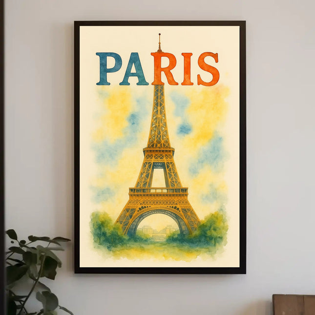 Eiffel Tower Vibrant Romantic Travel Poster