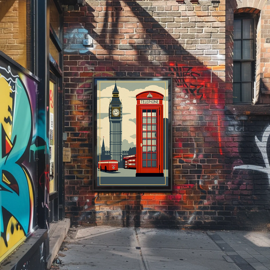 London Red Phone Booth Big Ben Travel Poster