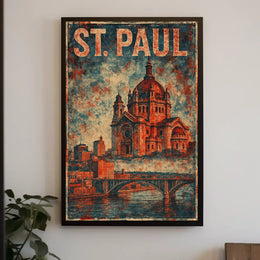 St Paul Cathedral Vintage Art Heritage Typography Historic Charm Weathered Monuments Collectors Skyline Poster