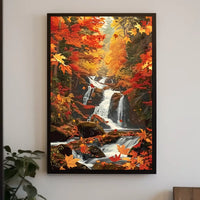 Autumn Waterfall Serenity Poster