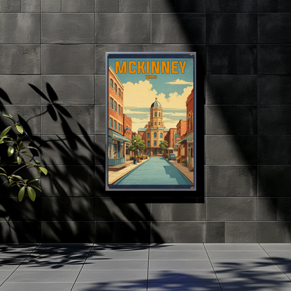 McKinney Texas Downtown Charm Vintage Travel Poster