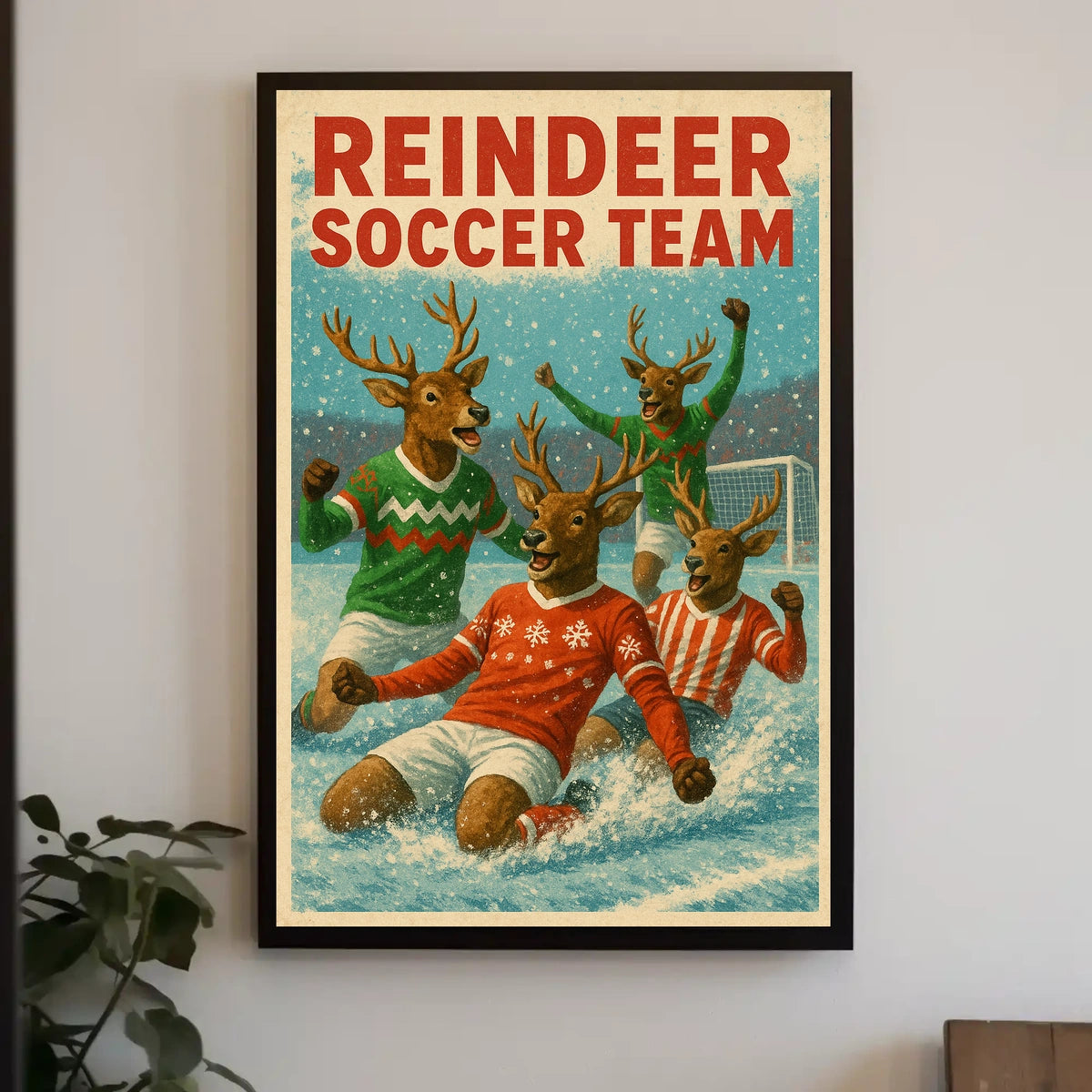 Reindeer Soccer Team Celebration Poster
