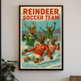 Reindeer Soccer Team Celebration Poster