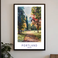 Portland Park in Watercolor: Urban or Cityscape Poster PosterGoat