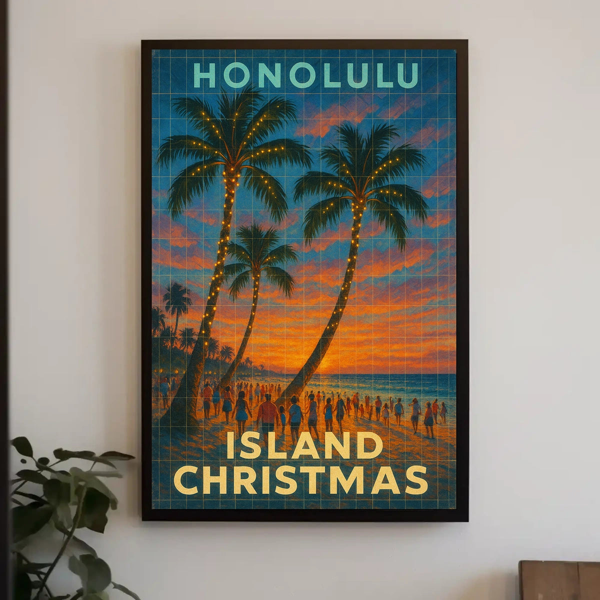 Honolulu Island Christmas Poster