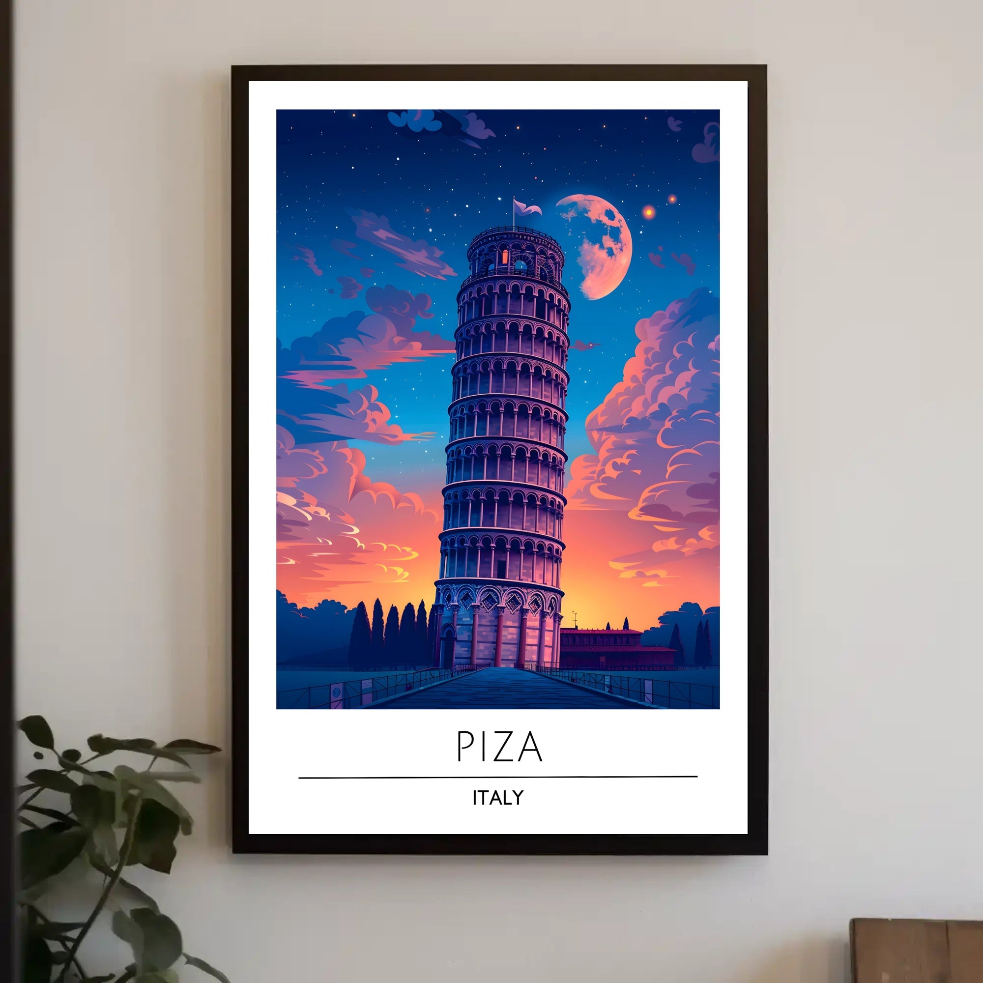 Leaning Tower of Pisa Vibrant Art Travel Poster