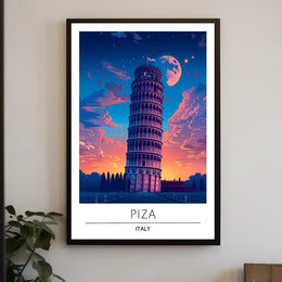 Leaning Tower of Pisa Vibrant Art Travel Poster