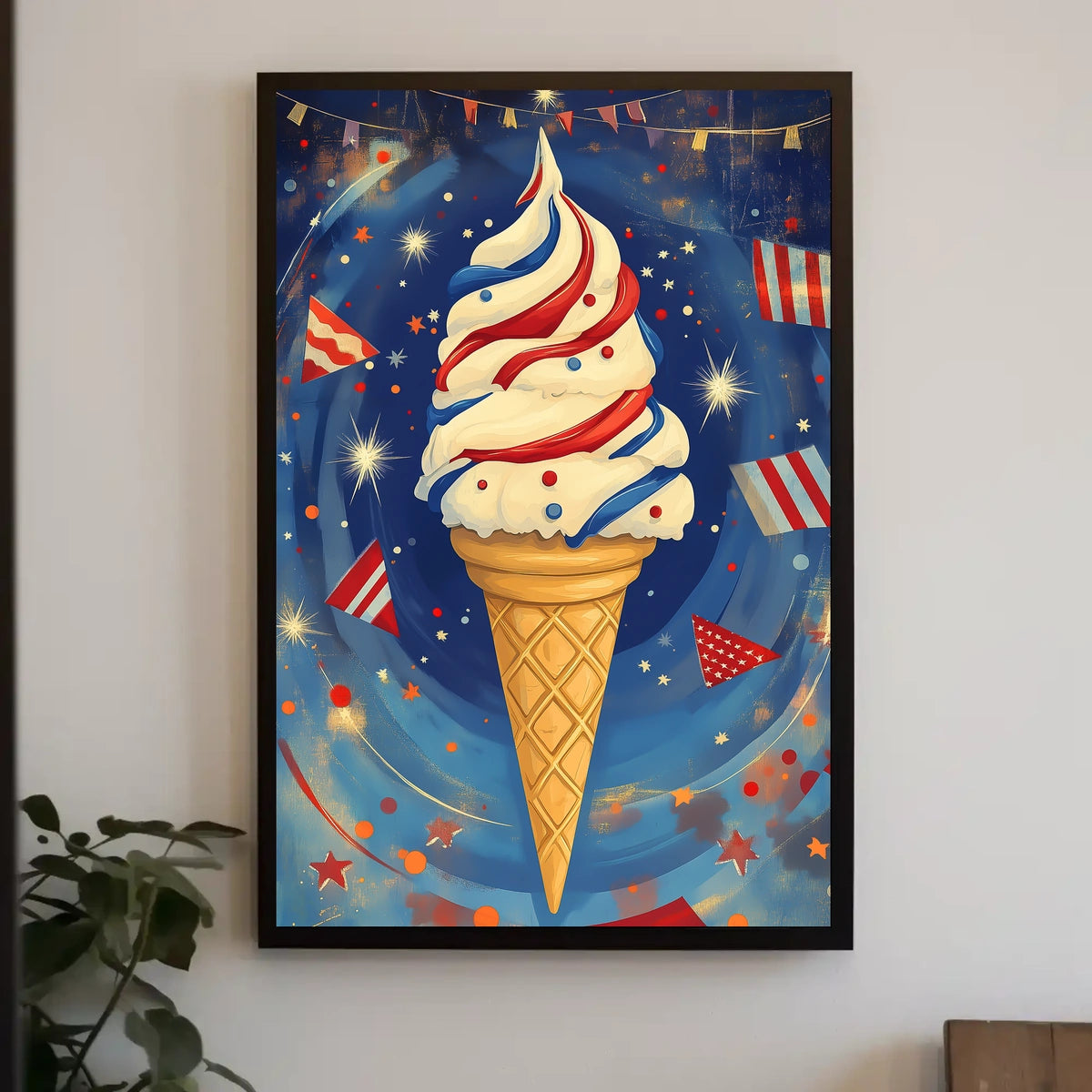 Vibrant Ice Cream Swirl Artwork With Confetti Poster