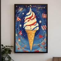 Vibrant Ice Cream Swirl Artwork With Confetti Poster