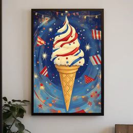 Vibrant Ice Cream Swirl Artwork With Confetti Poster