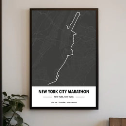 New York City Marathon Route Poster Modern Wall Art