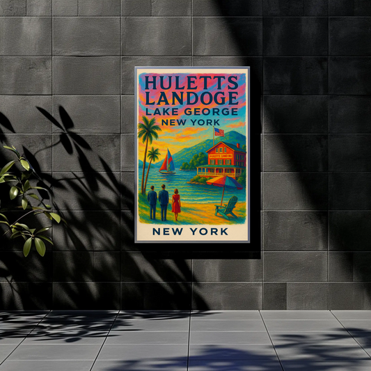 Huletts Landing Lake George New York Vintage Travel Poster