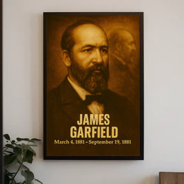 James A Garfield Poster Vintage Analog Film Presidential Portrait Wall Art Historical Political Print
