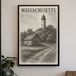 Massachusetts Lighthouse Scene Poster
