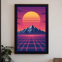Retro-Futuristic Synthwave Landscape Art Futuristic Sci-Fi Poster