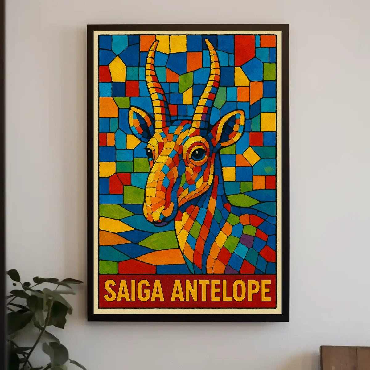 Saiga Antelope Mosaic Art Poster
