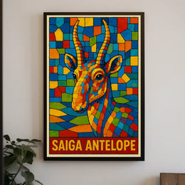 Saiga Antelope Mosaic Art Poster