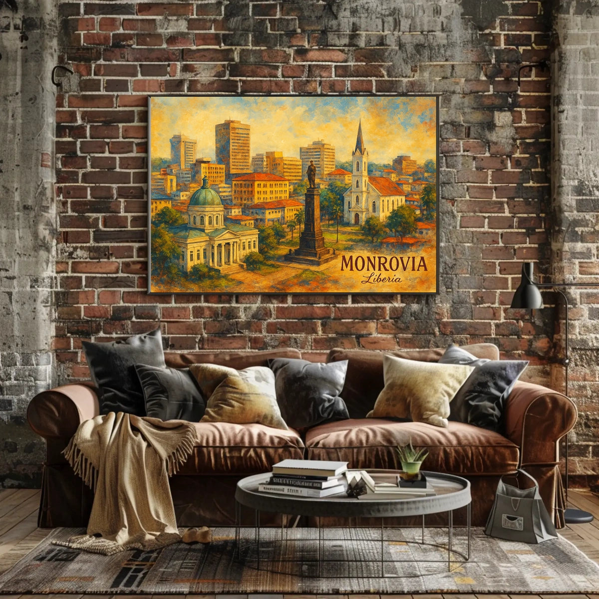 Monrovia Cityscape Realism Poster