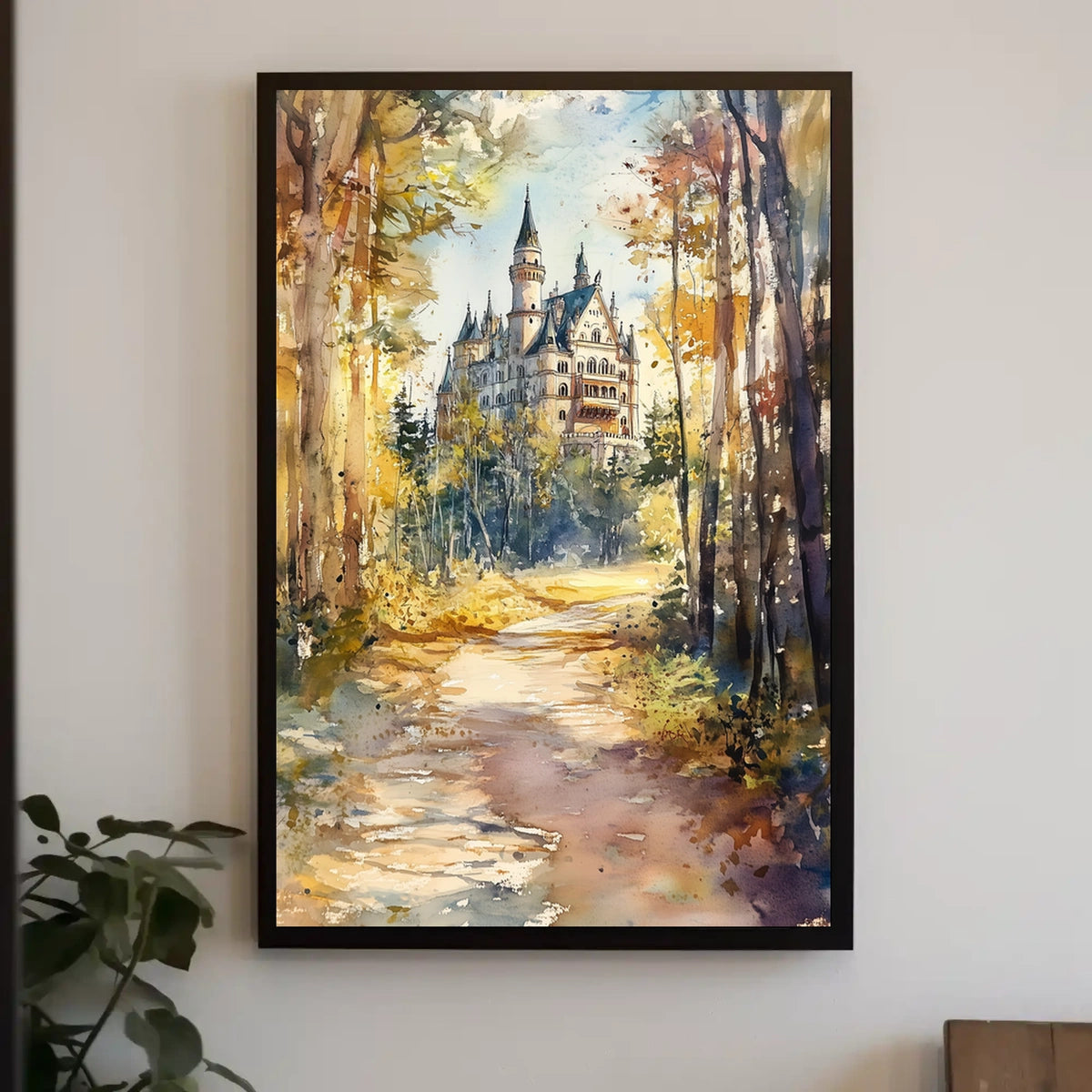 Germany Neuschwanstein Castle View from Forest Path Poster