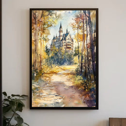 Germany Neuschwanstein Castle View from Forest Path Poster
