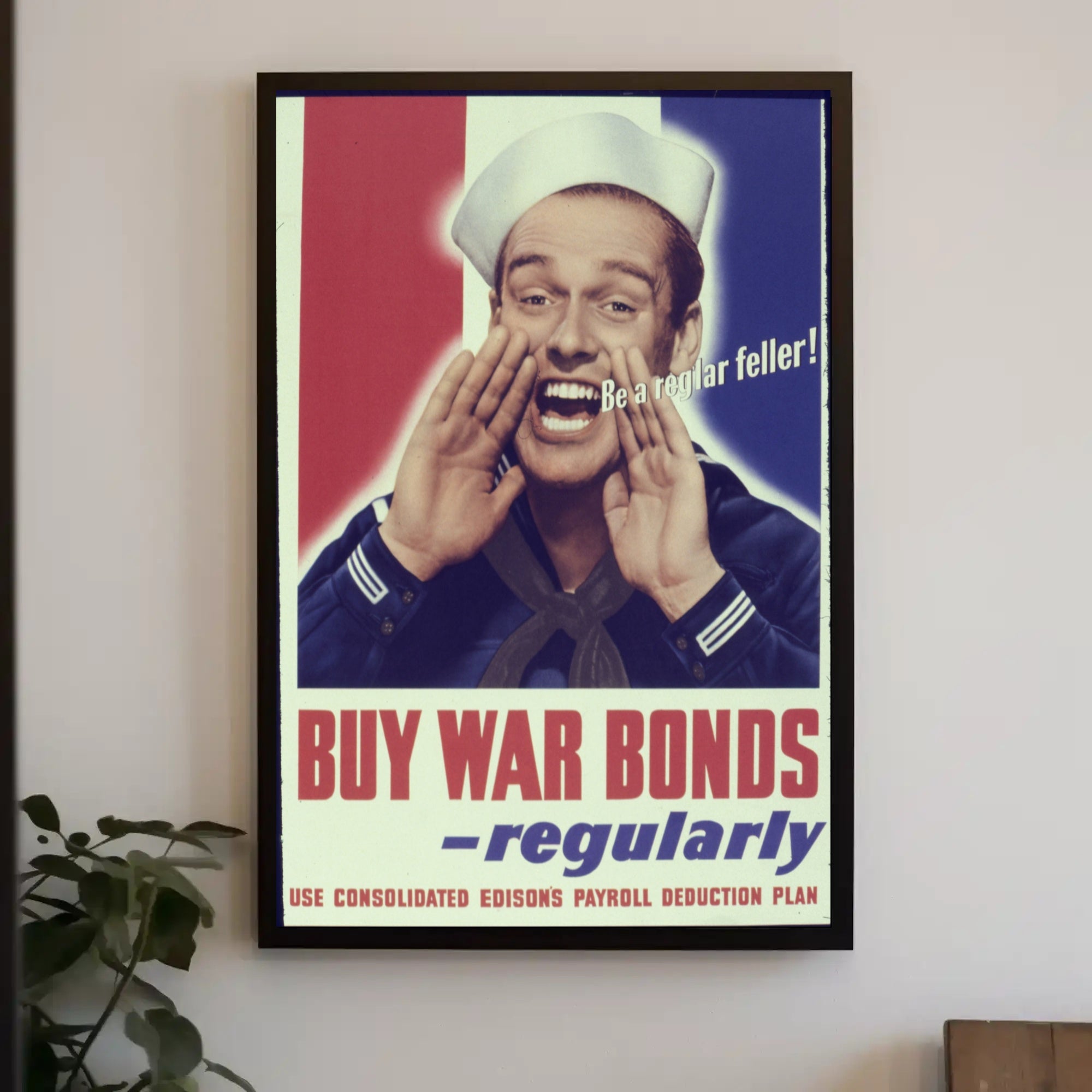 War Bonds Cheerful Sailor WWII Poster
