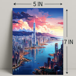 Cityscape At Sunset Poster