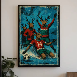 Reindeer Soccer Celebration Poster