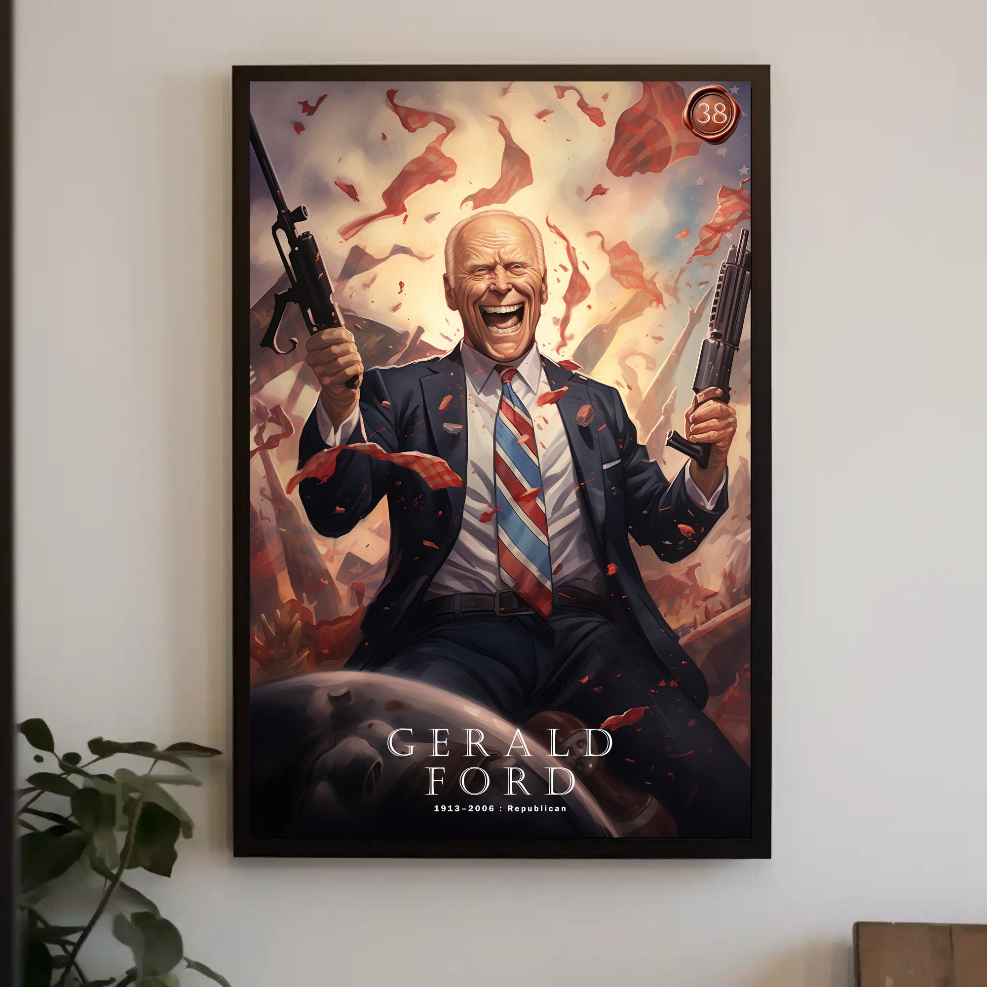 Gerlald Ford Funny Presidential Cartoon Poster