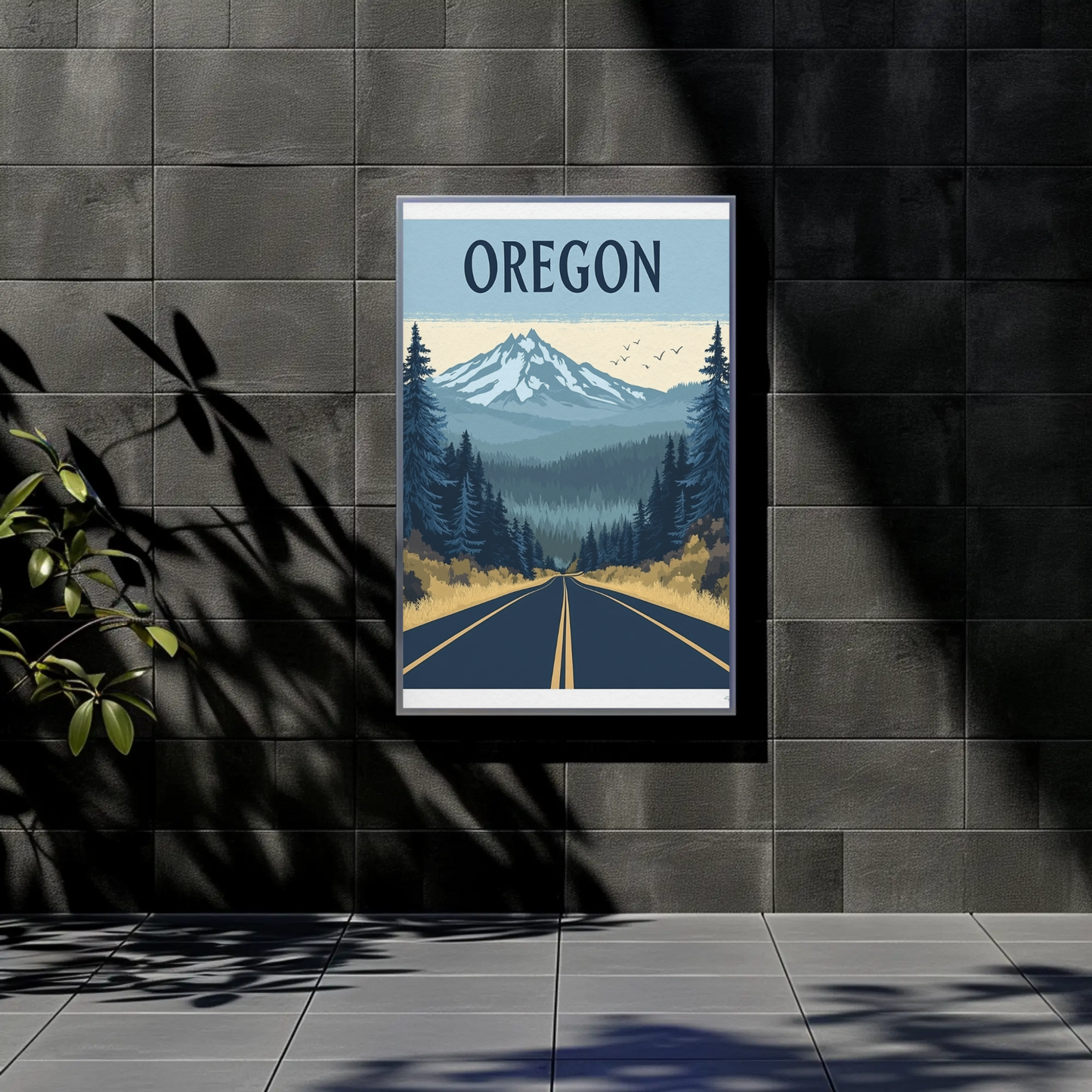 Oregon Road to the Mountains Vintage Travel Poster