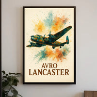 Avro Lancaster WWII Bomber Watercolor Art Poster