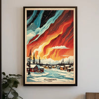 Yellowknife Northern Lights Vintage Travel Poster