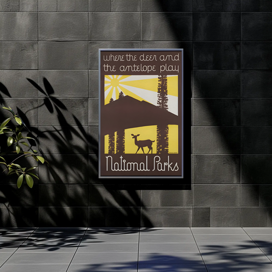 National Parks - Where the Deer and Antelope Play Vintage Travel Poster