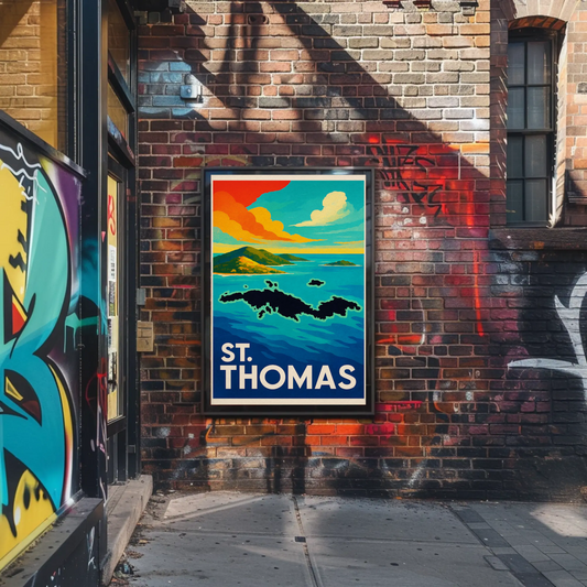 St Thomas Caribbean Island View Colorful Ocean Poster