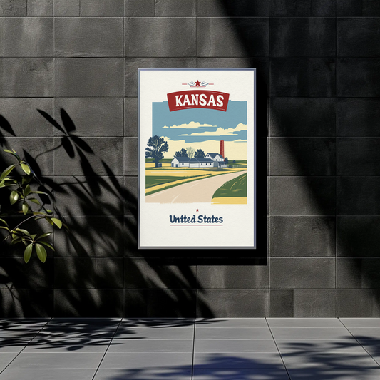 Kansas Country Road Vintage Poster
